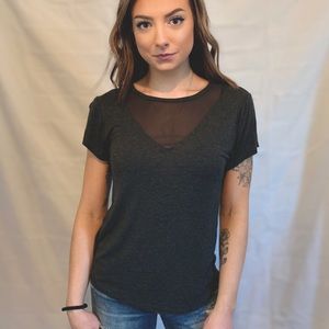 Adam Levine Collection. Basic gray tee w/mesh. SM.